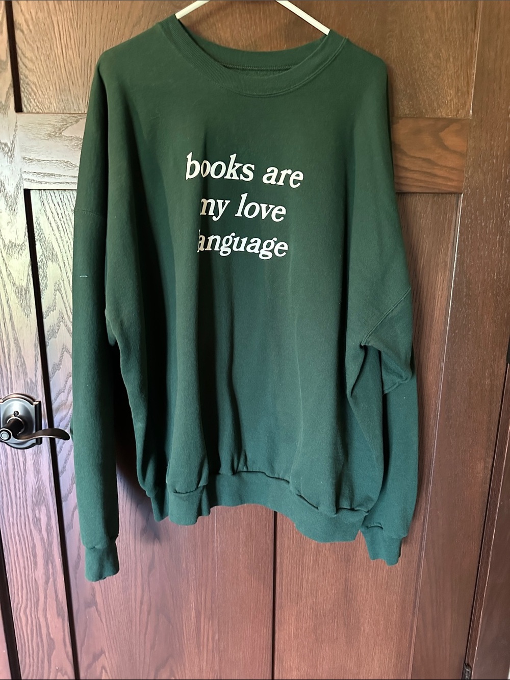 Hanes Forest Green Crewneck Sweatshirt with White Text